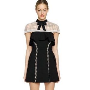 Self-Portrait caped sleeves minion dress